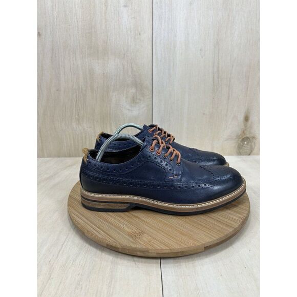 Clarks Pitney Limit Blue Brogue Brown Leather Wingtip Shoes Mens Size 8.5 - Picture 3 of 8